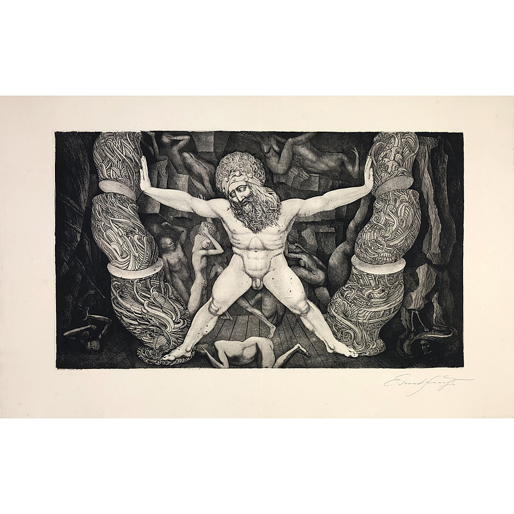 Ernst Fuchs – Samson zerstört den Tempel Dagons